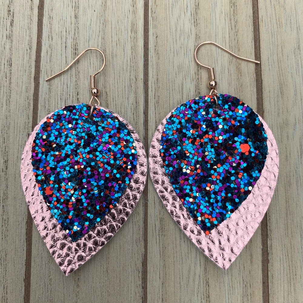 New! | Handmade Faux Leather Earrings Double